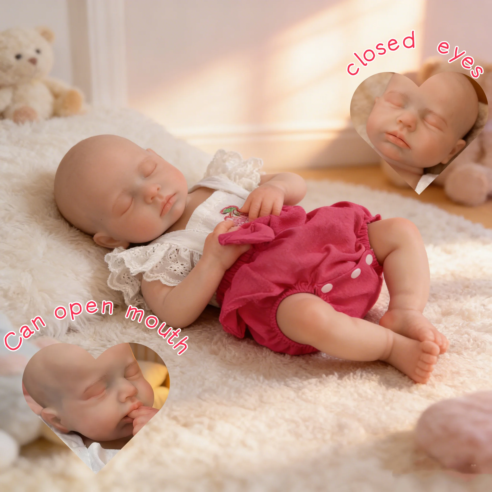 

18 Inch Bebe Reborn De Silicona Pascale Open-mouthed Girl Loulou with Lifelike Doll for Children Birthday Gifts Visible Veins