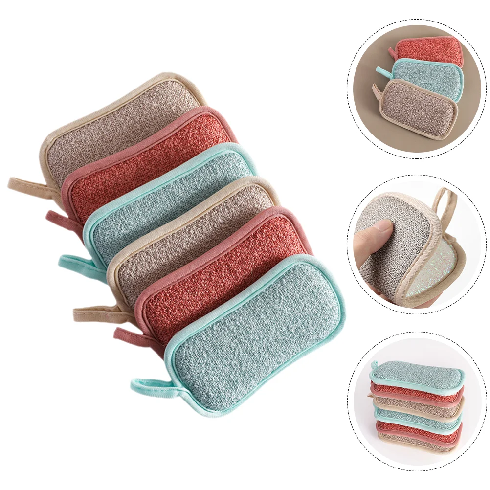 

6 Pcs Cotton Sponge Body Wash Cleaning Scrub Compact Dish Work Small Reusable Anti-scratch