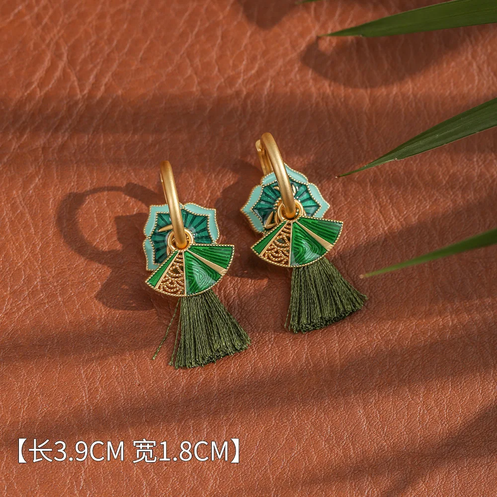 New Fashion Gold Color Hollow Earrings for Women Colorful Enamel Multiple Wear Ways Luxury Jewelry Flower Shaped Tassel Gifts