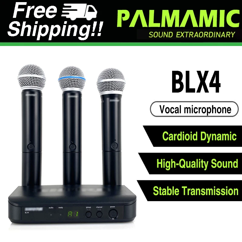 BLX4/PG58 Profession 1 Channel Wireless Vocal Microphone UHF System Kit Handheld Mic BLX24 For Karaoke Stage Performanc Church