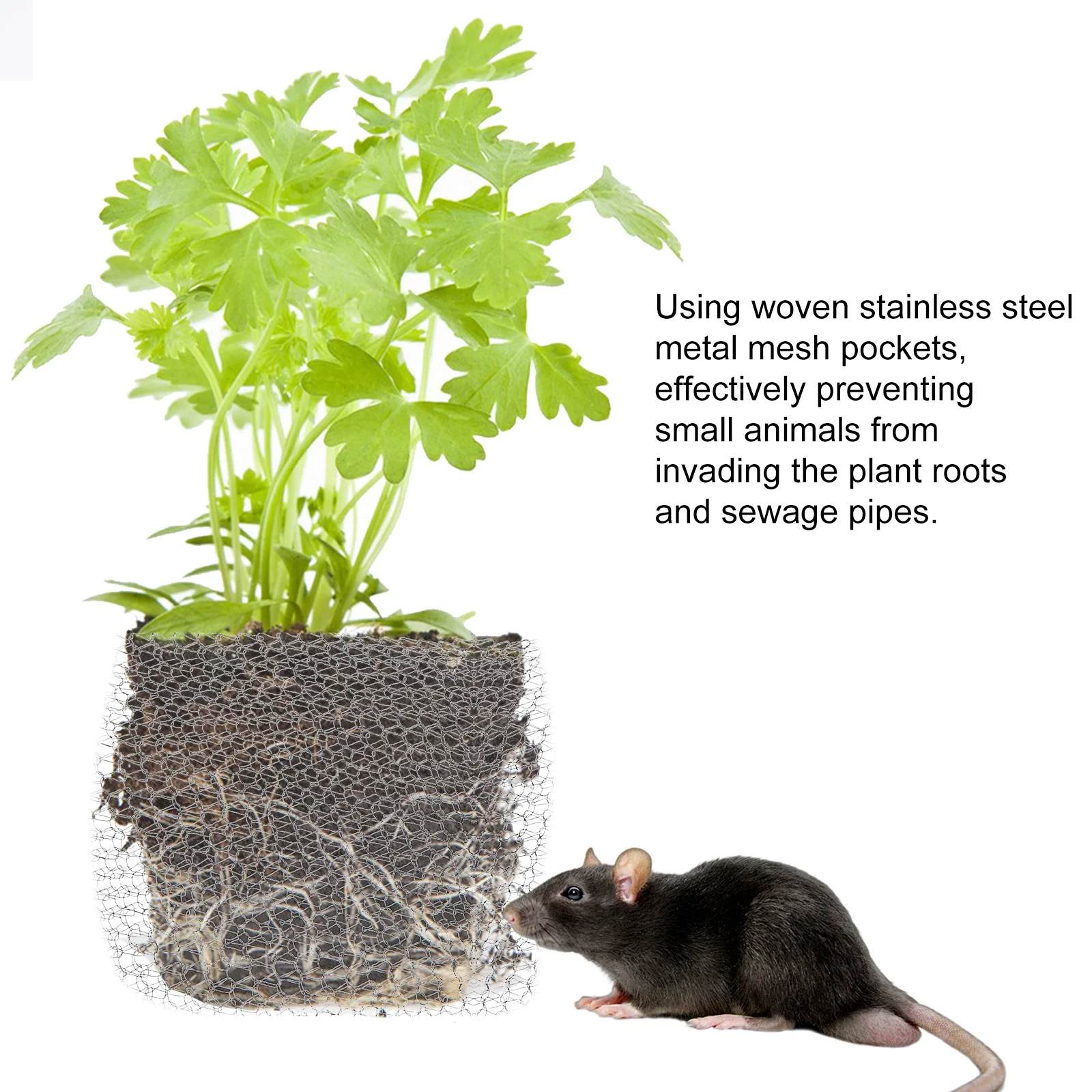 

1 рулонная сетка из проволочной сетки из нержавеющей стали для защиты корней растений, мелкая сетка, дренажная защита, защита от грызунов, тканая