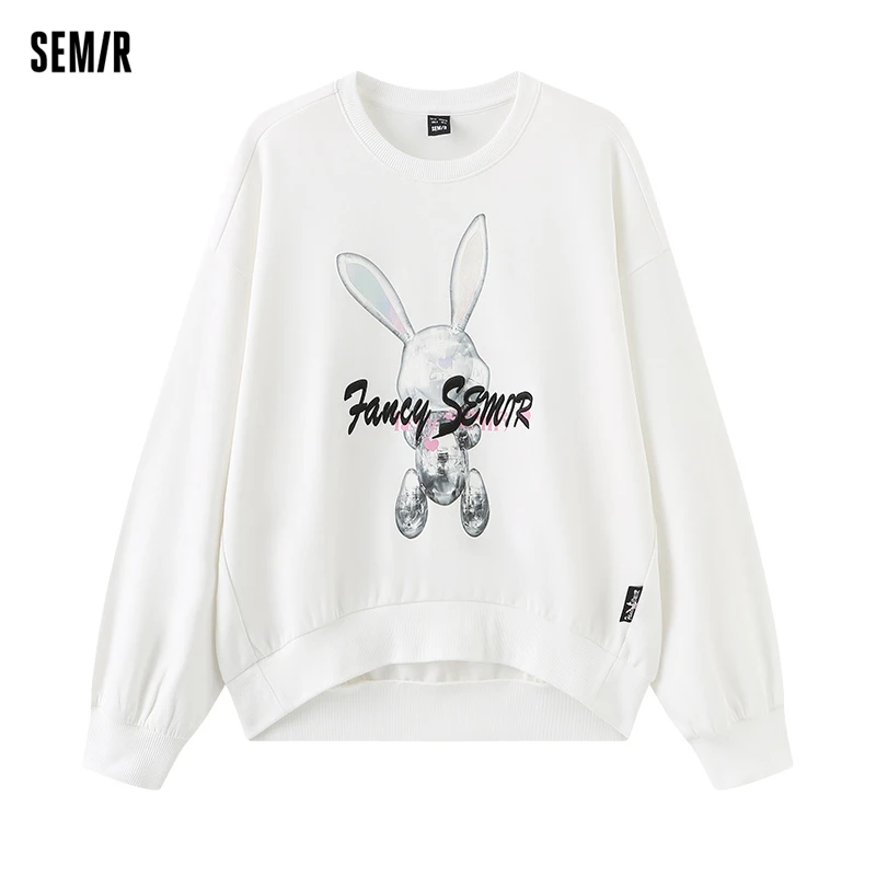 Semir 2024 Sweatshirt Women Design Rabbit Letter Oversize Top Fashionable Spring Embroidered Clothes Girls Sweater Tops Women