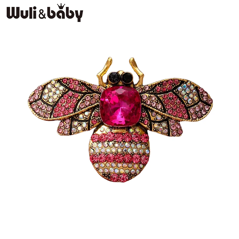 Wuli & baby Vintage Paleis Stijl Bee Broches Voor Vrouwen Unisex 2-kleur Luxe Strass Insecten Party Office Broche Pins Geschenken