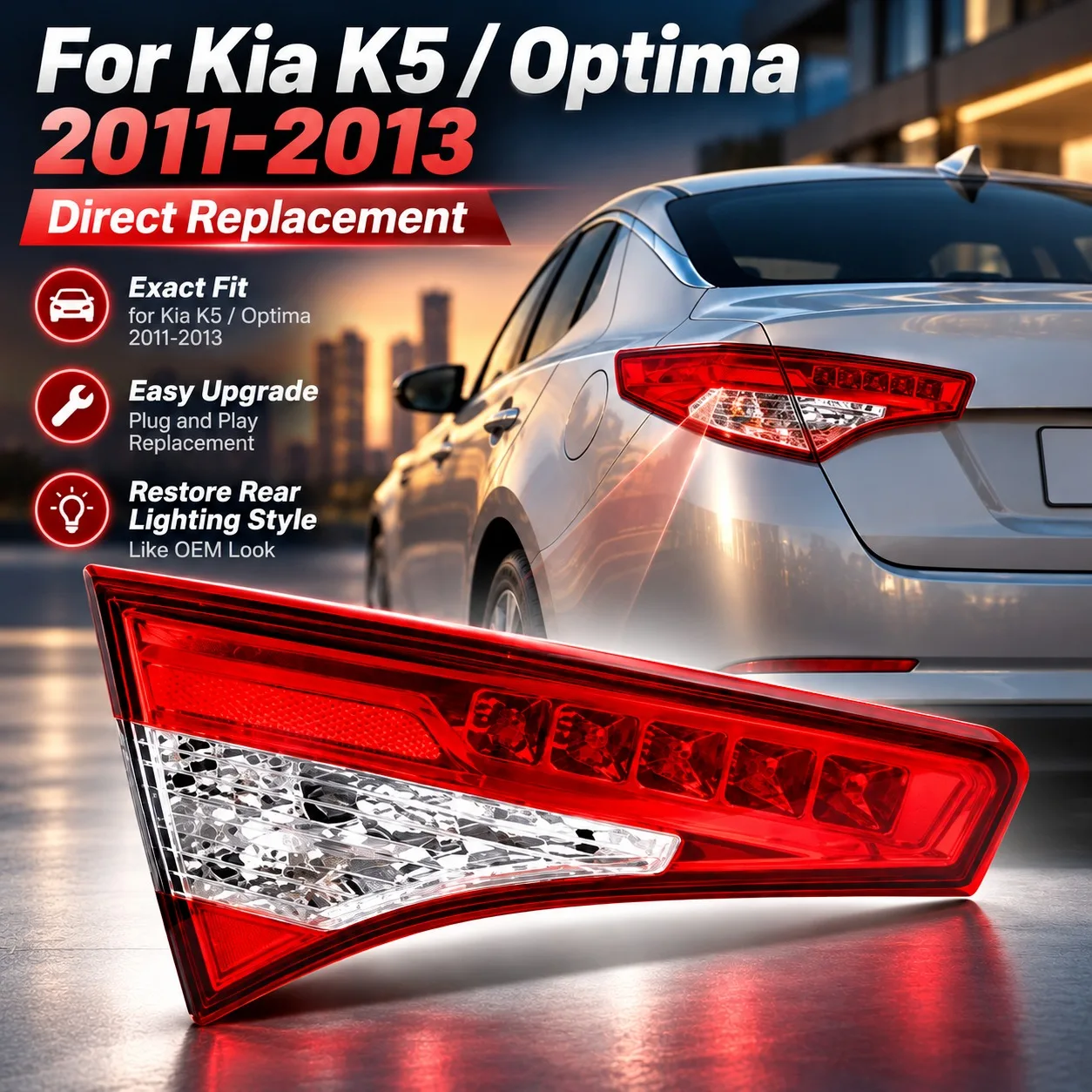 92401-4U010 Tail Light For Kia K5 2011 2012 2013 Rear Left Right Inner Outer Brake Lamp Assembly Car Accesorios Para Coche
