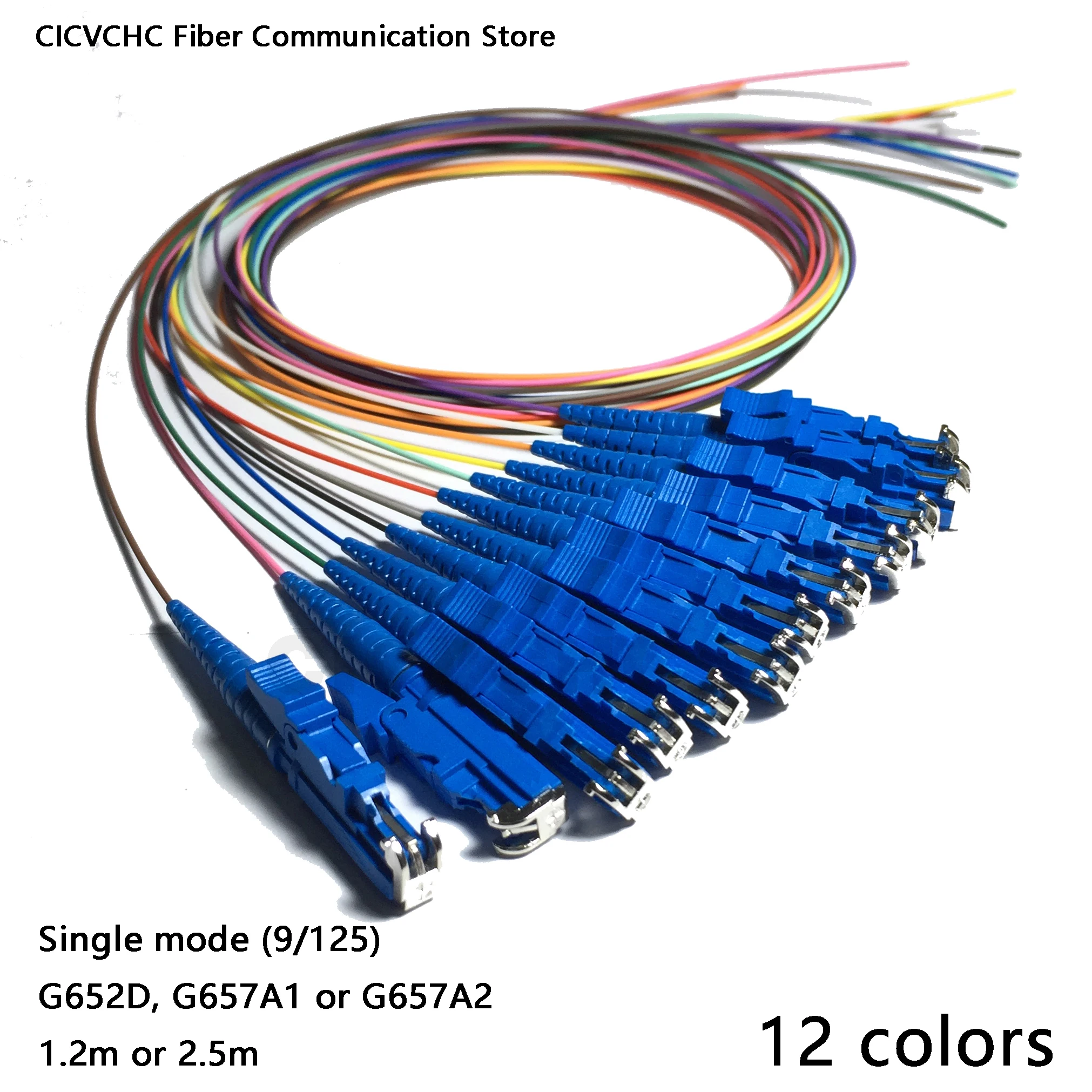 

12 colors LSH/UPC (E2000)- Fiber Pigtail with Single mode (G652D, G657A1, G657A2)