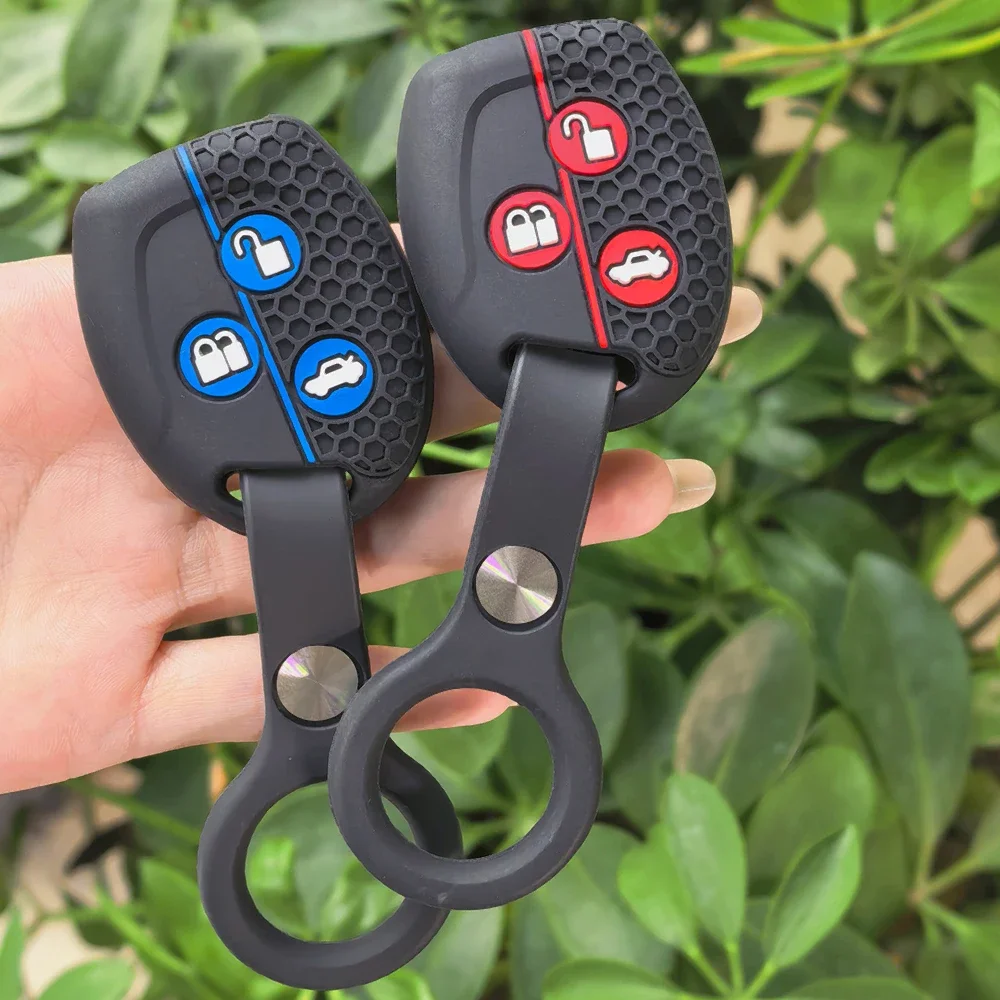 Silicone Key Fob Cover with Car keychain for Ford Focus C-max Mondeo Mk3 MK4 Fiesta MK5 MK7 Key Fob Case Holder Auto Accessories