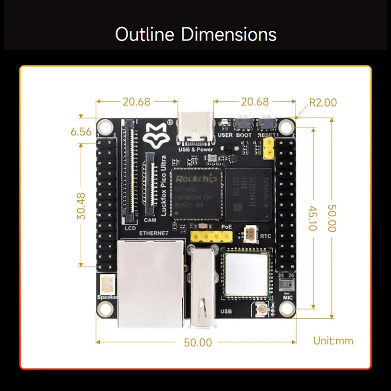 Luckfox Pico Ultra RV1106 Linux Micro Development Board Integrates ARM Cortex-A7/RISC-V MCU/NPU/ISP Processors WiFi PoE Optional