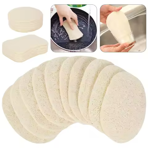 5 Pcs Natural Luffa Dish Washing Cloth Easy To Clean Sponge Loofah Scrub Pad Dish Pot Scrubber Sponge Kitchen Clean Brushes Pad