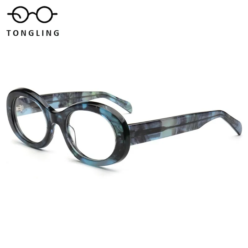 

Новые высококачественные овальные мужские очки «кошачий глаз» ручной работы, высококачественная текстура для мытья чернил, ацетатные ретро женские классические ретро-модные очки в оправе