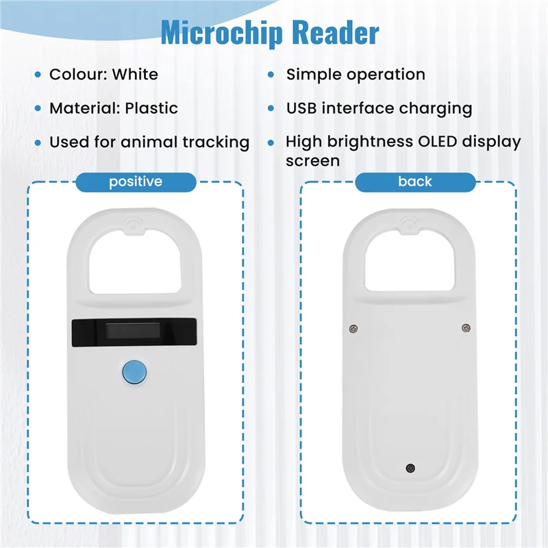 A10R Microchip Reader RFID 134.2Khz, Pet ID Microchip Scanner With 0.91 Inch High Brightness OLED Display For Animal Tracking