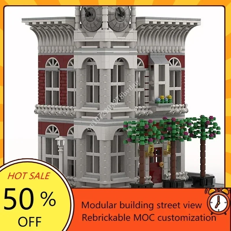 3000+PCS Customized MOC Modular Clock Tower Building Street View Model Custom Puzzle Technology   DIY Assembly Toys Gifts