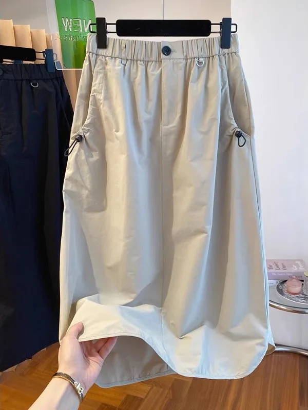 Plus Größe Arbeitskleidung A-Linie Dr Frauen Sommer Bauch Abdeckung Abnehmen Kleine Größte Casual Gerade Rohr ular f Rock