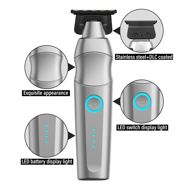 Professional Hair Clipper Cordless Clippers Hair Trimmer Beard Shaver Electric Haircut Kit Ceramic Blade Waterproof Rechargeable