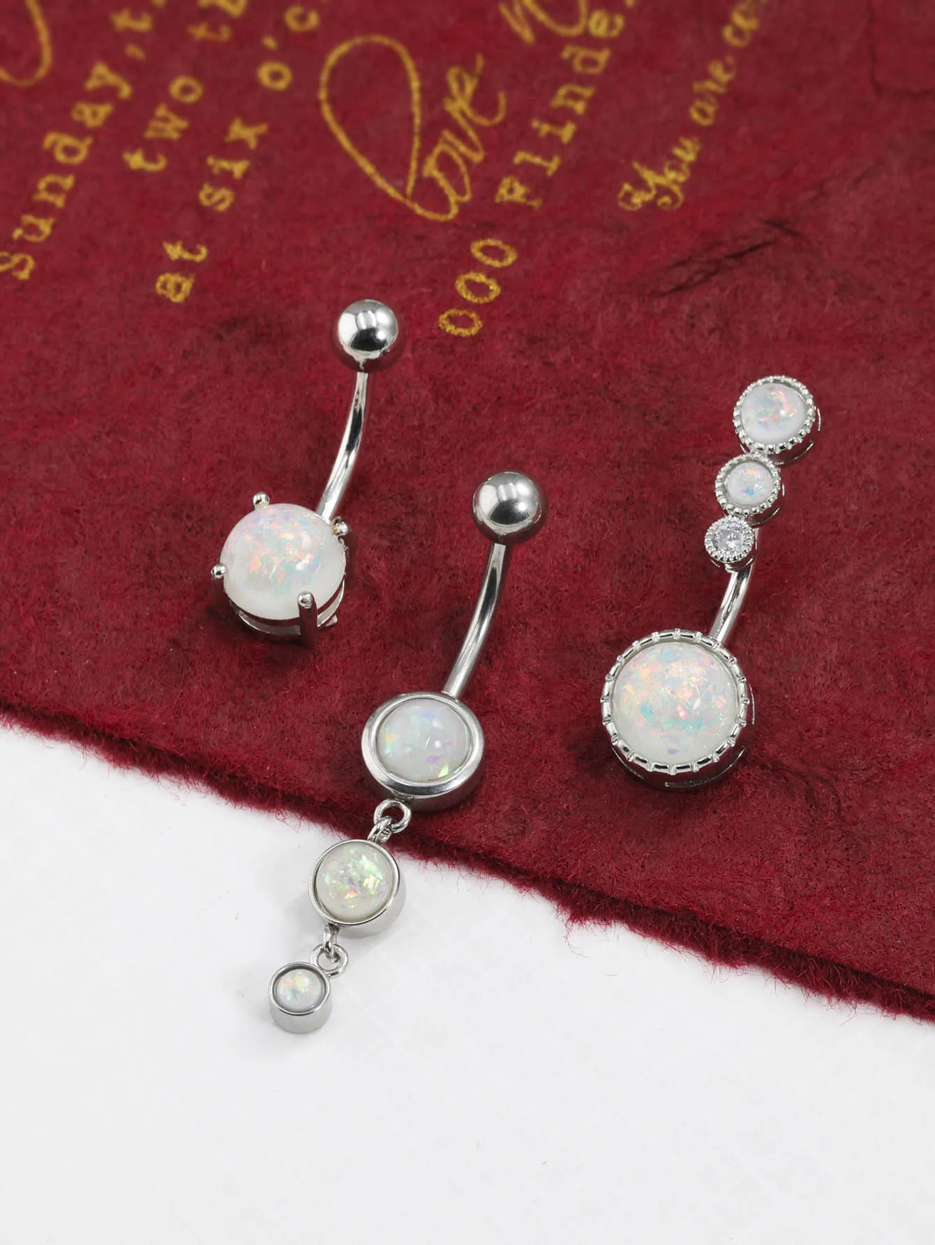 1Pc Opal Stone Dangle Navel Piercing Hyposensitivity Stainless Steel Opal Belly Button Ring Women Body Piercing Aobao Navel Ring