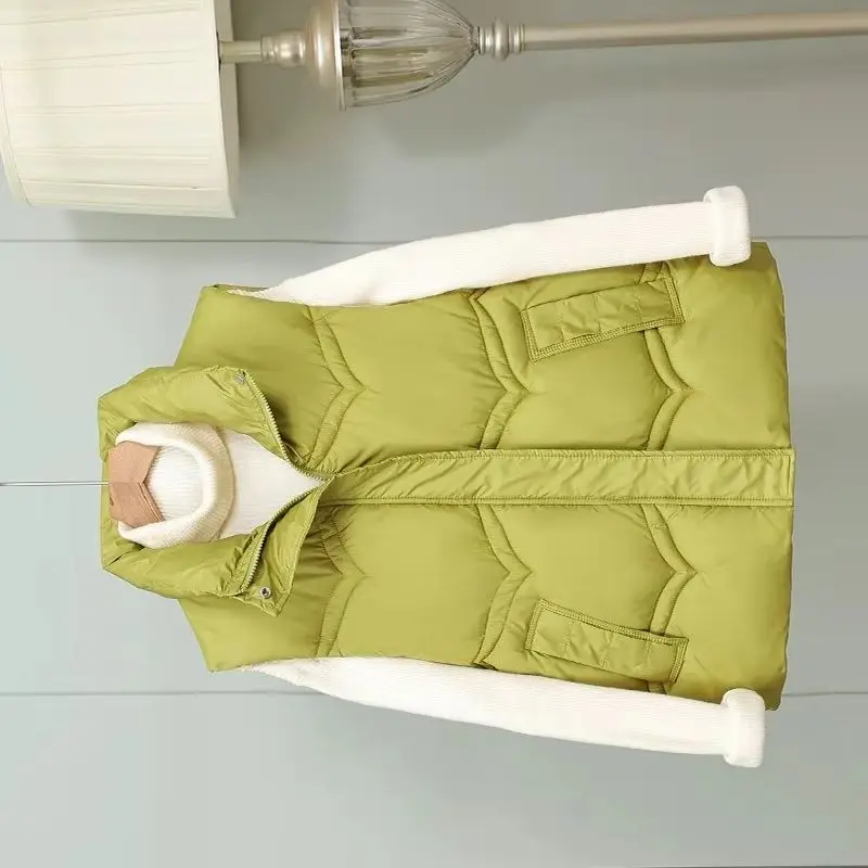 

Осень-зима, пуховый хлопковый жилет, куртка для женщин, новинка 2025 года, парки с рукавами и воротником-стойкой, жилет, пальто, женский жилет, пальто, женские топы