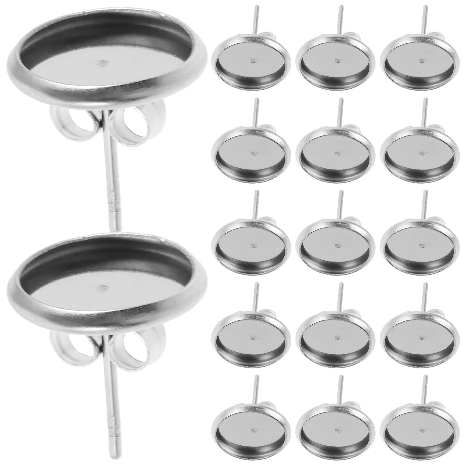 Boucles d'Oreilles Vierges en Acier Inoxydable, Base en Argent