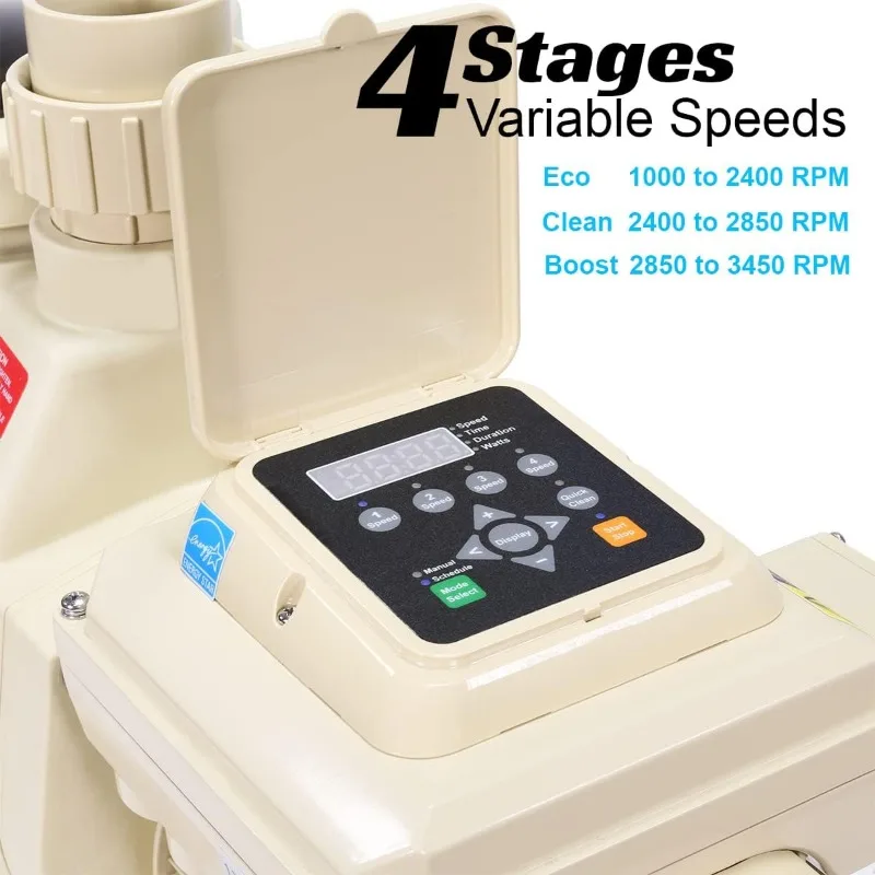 XtremepowerUS High-Flo Swimming Pool Pump Inground 1.5HP Variable Speed 230V,Energy Star Certified With1.5" / 2"Fitting Included