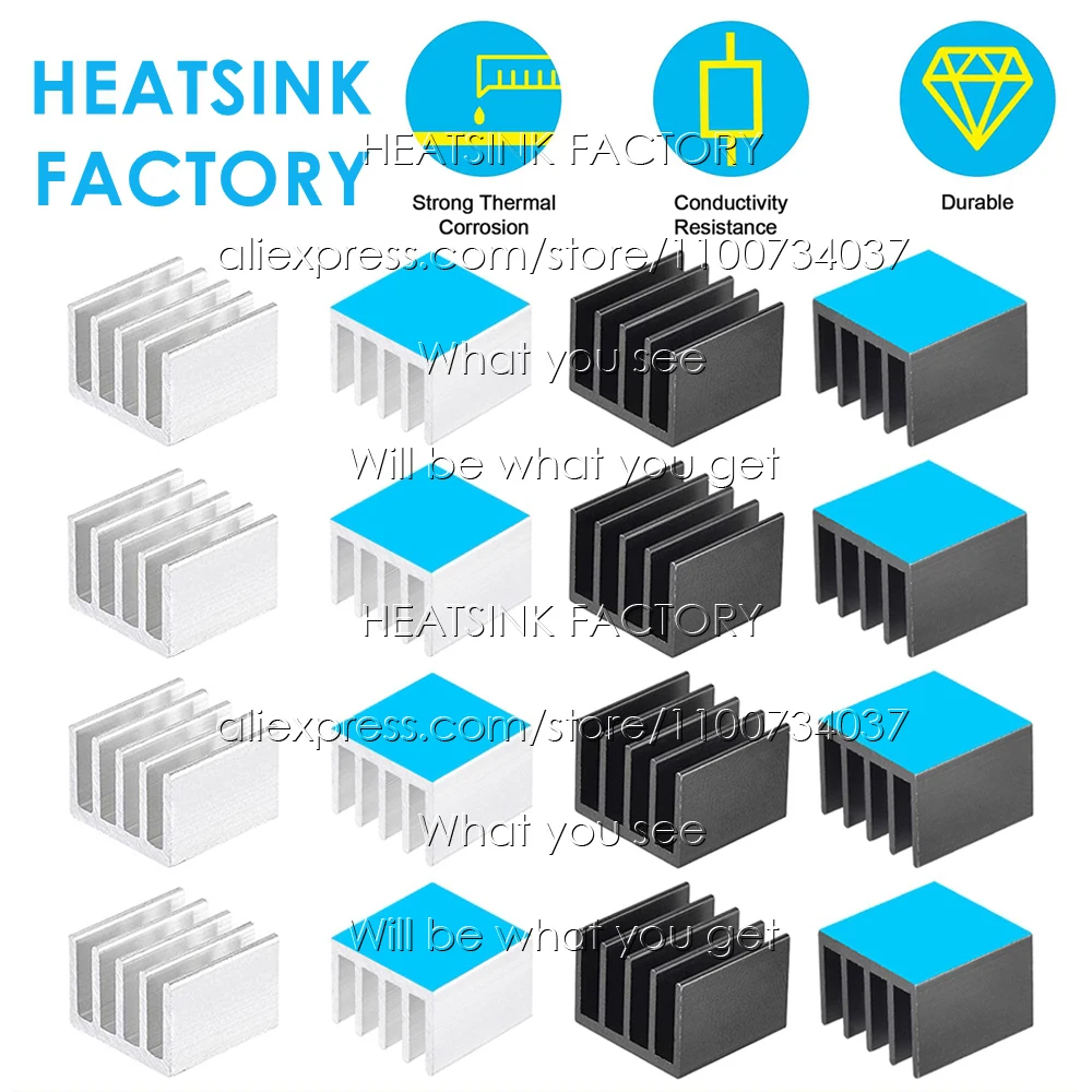 

14x14x10mm Aluminum Heatsink Cooling Radiator for Electronic IC Chip MOS RAM AMD CPU LED Cooler Heat Dissipation