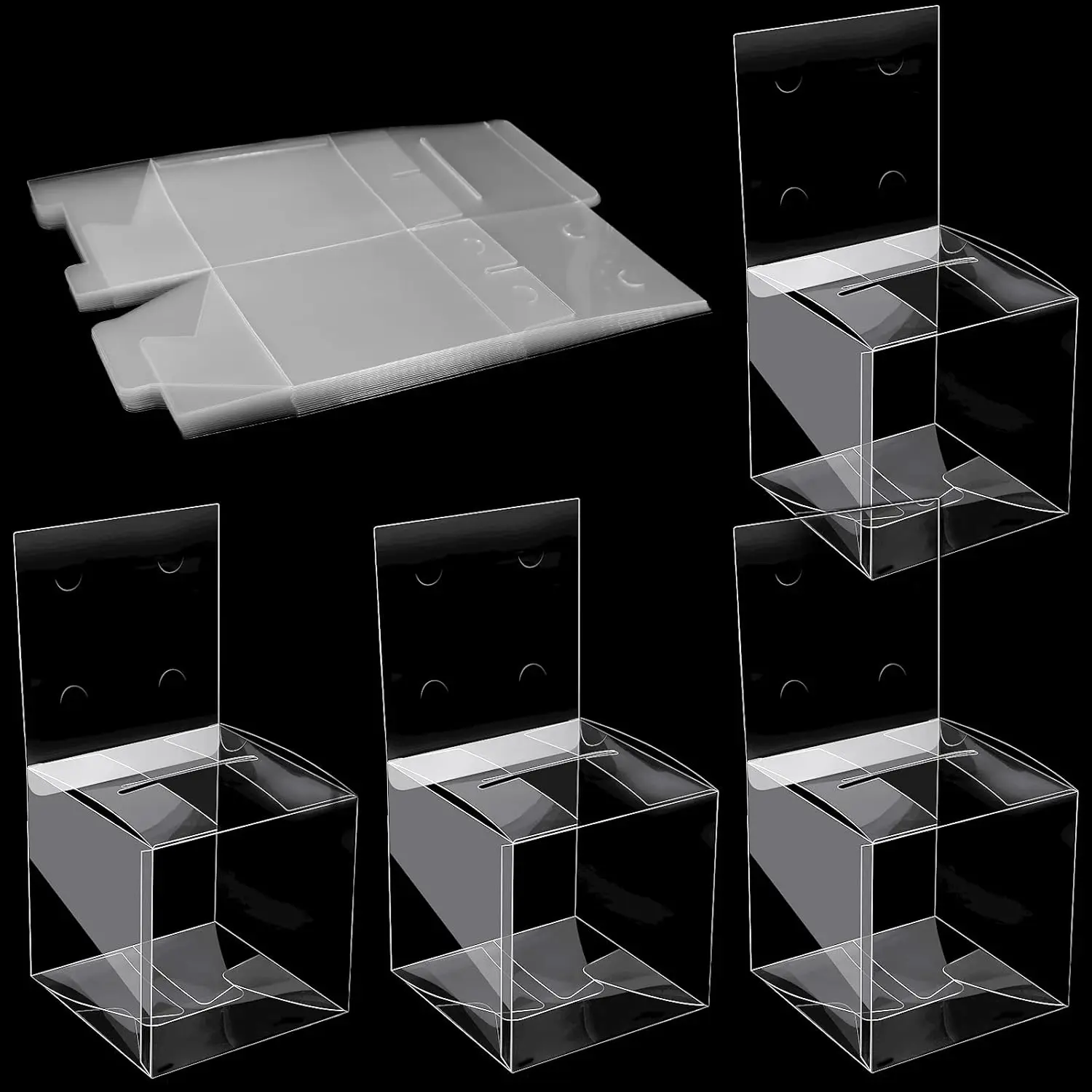 

20 Clear Raffle Boxes with Slot 6x6x6 Inch Plastic Donation Box for Voting, Ballots, Business Cards