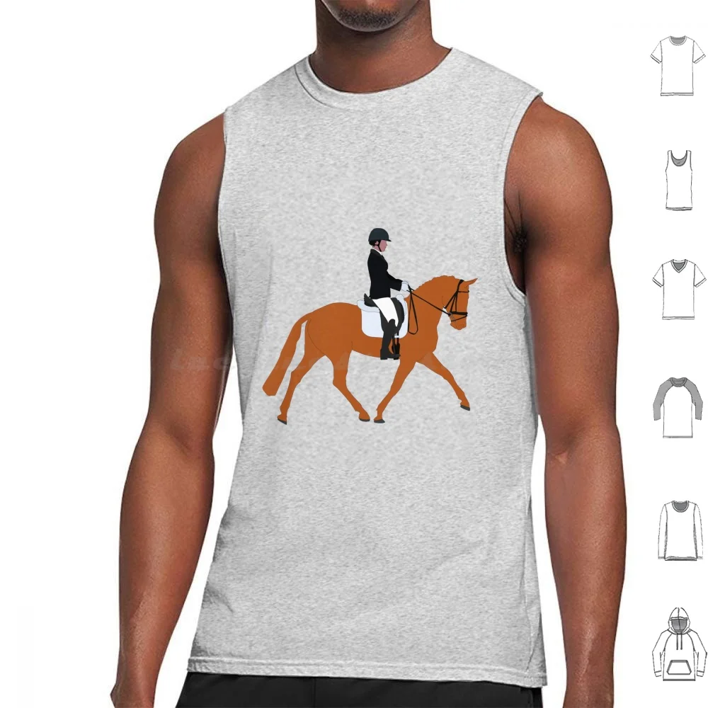 Chestnut Dressage Horse Tank Tops Print Cotton Chestnut Dressage Horse Horses Equine Equestrian English Riding Horseback