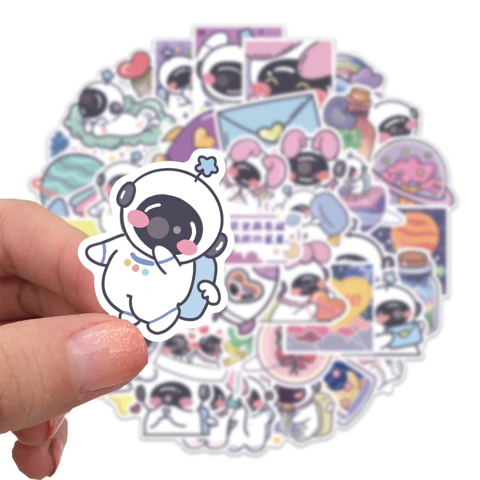 50PCS Super Cute Astronaut Space Cartoon Stickers for Kids Waterproof Vinyl Space Explorer Stickers DIY Decors for Teens Room