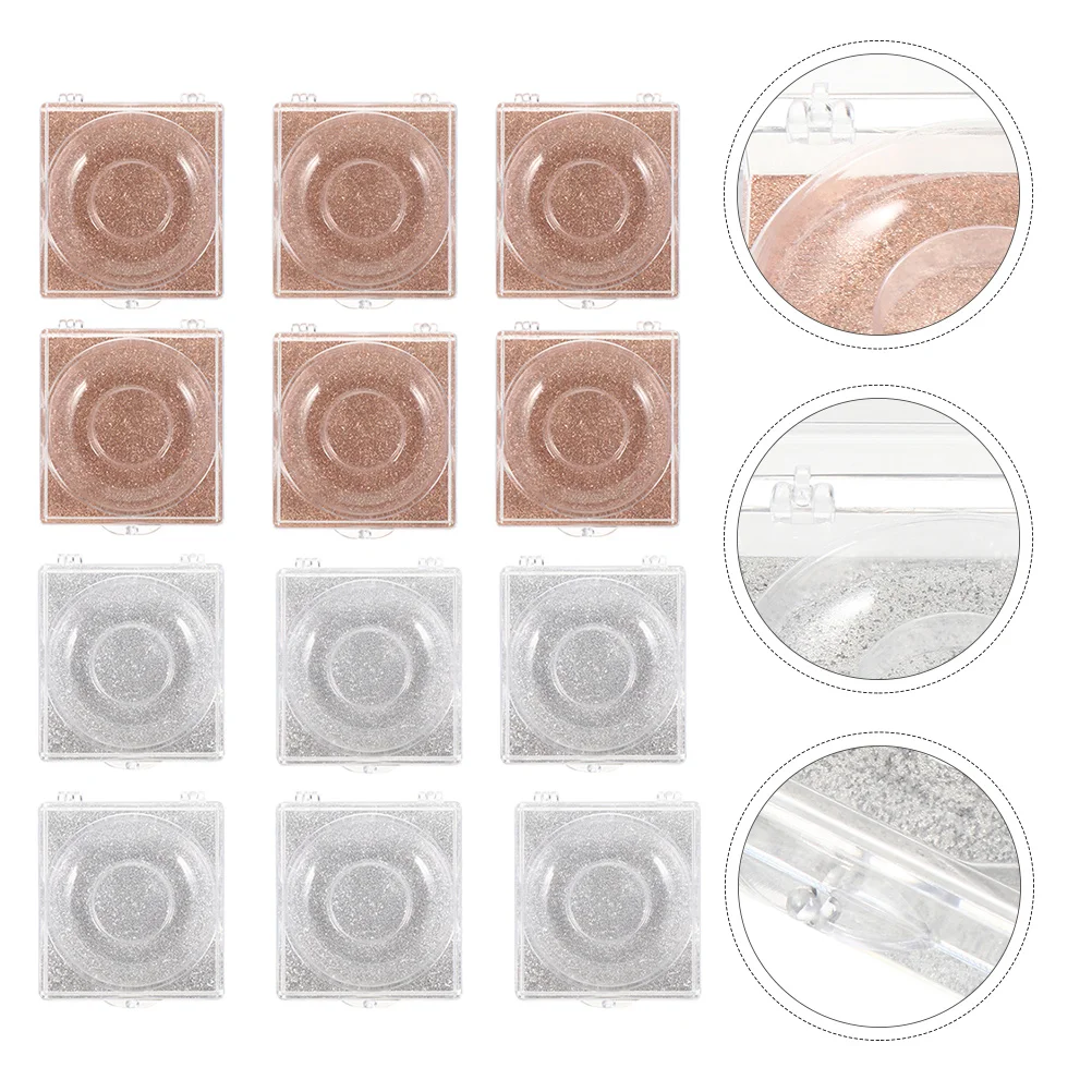 12 قطعة صندوق تخزين الرموش السفلية اللامعة حافظة رموش صناعية شفافة منظم فارغ للسفر صالون المنزل سهل الهوية