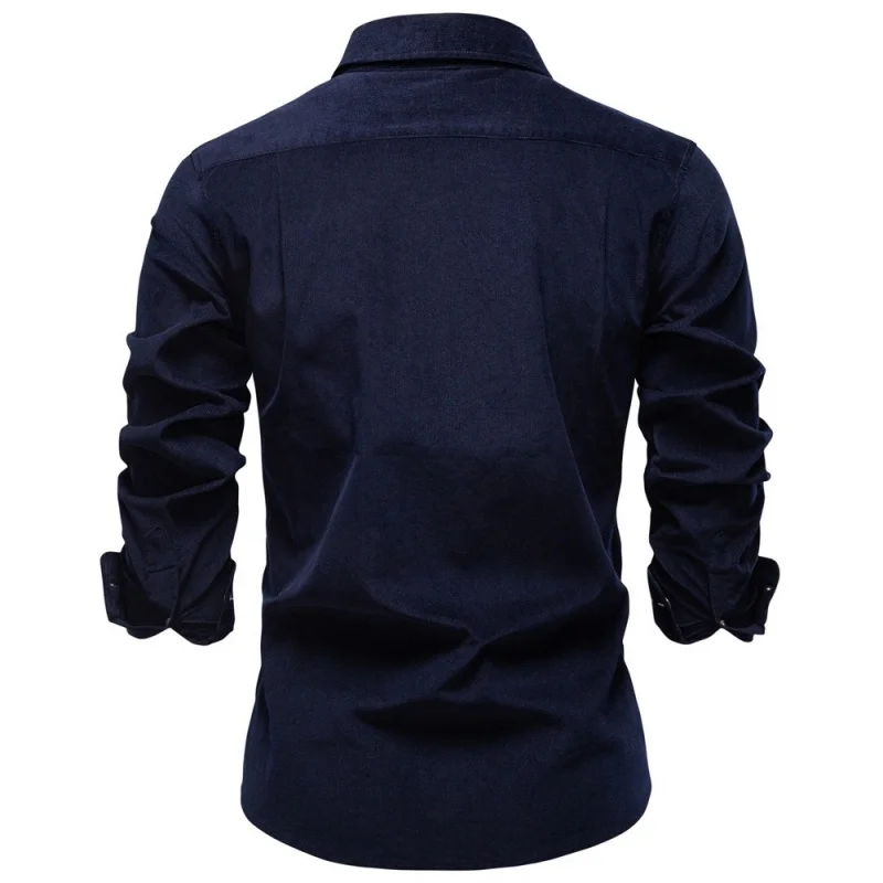 Spring and Autumn men's high-quality corduroy long sleeved shirt, new fashion, business, casual, warm and versatile top