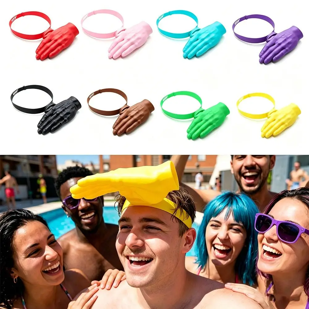 Funny Sun Shield Palm Sunshade Adjustable 3D Printed 3D Palm Sun Hat Mini Cap Small Hand Hand Sun Visor Hat Beach Party