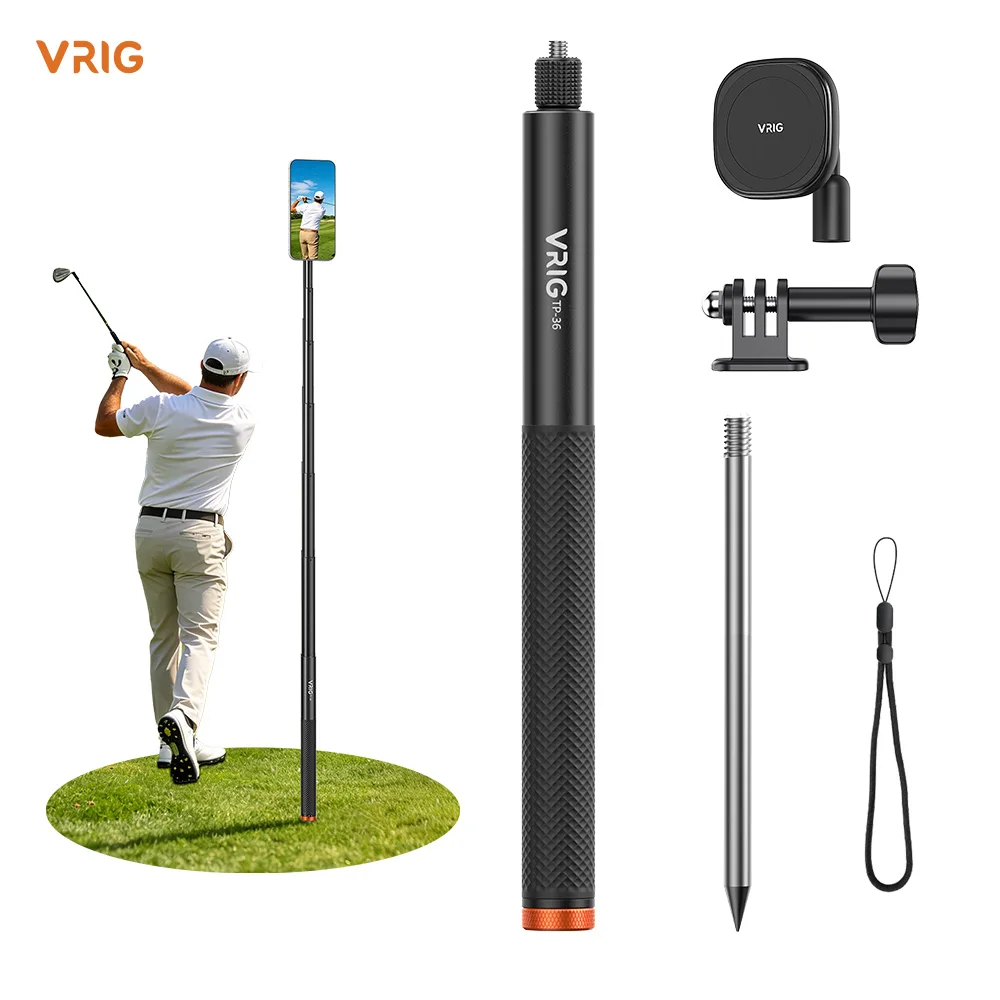 VRIG Magnetic Selfie Stick Tripod 160cm Hidden Ground Stake 3-in-1 Aluminum Alloy For iPhone Android GoPro Insta360 360 Camera