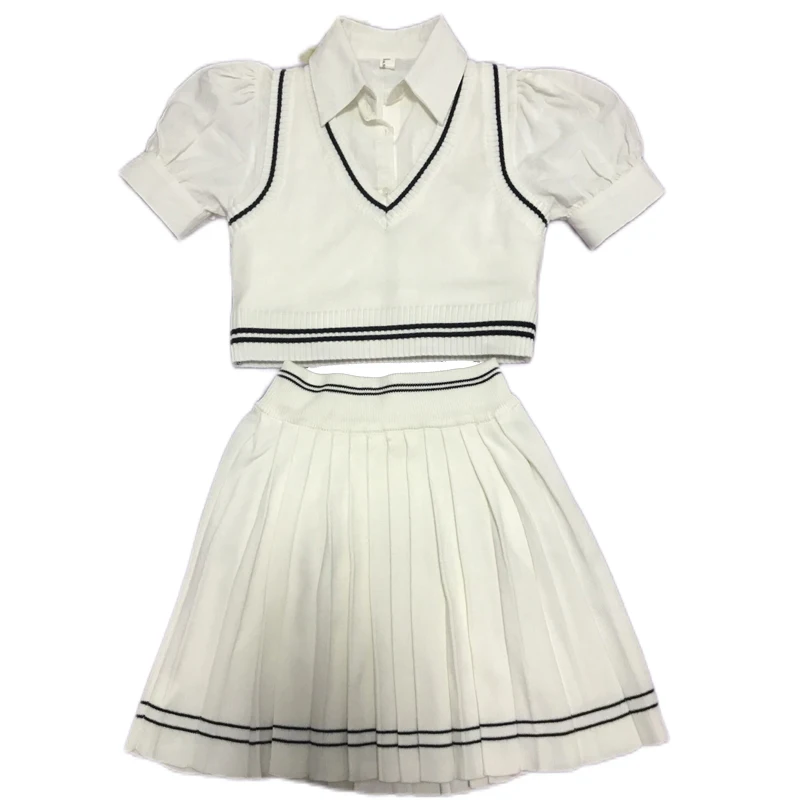 2025 Ragazze coreane giapponesi JK Abito uniforme Nuovo stile college Gonna a pieghe Set Studenti dolci e fantastici Vestito da ragazza calda Estate