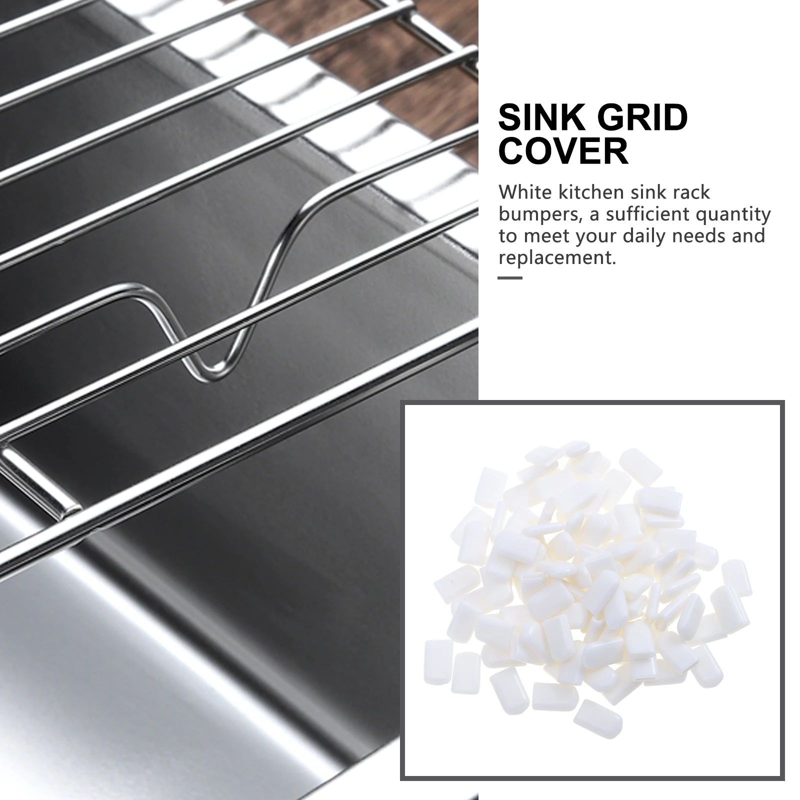 

100pcs Water Protector Bumpers Premium Pvc Kitchen Sink Rack Feet Replacement Flat Protective Caps For Sink Grid Cover Household
