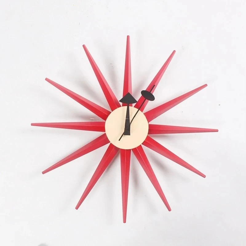 Modern Sun Shaped Wall Clock Creative Home Accent Decor for Living Room Study