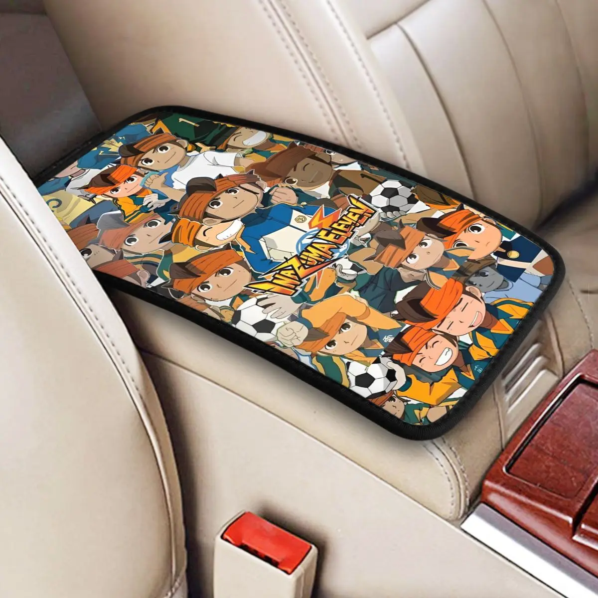 Hot Game Inazuma Eleven Car Armrest Cover Mat Universal Center Console Cover Pad Auto Interior