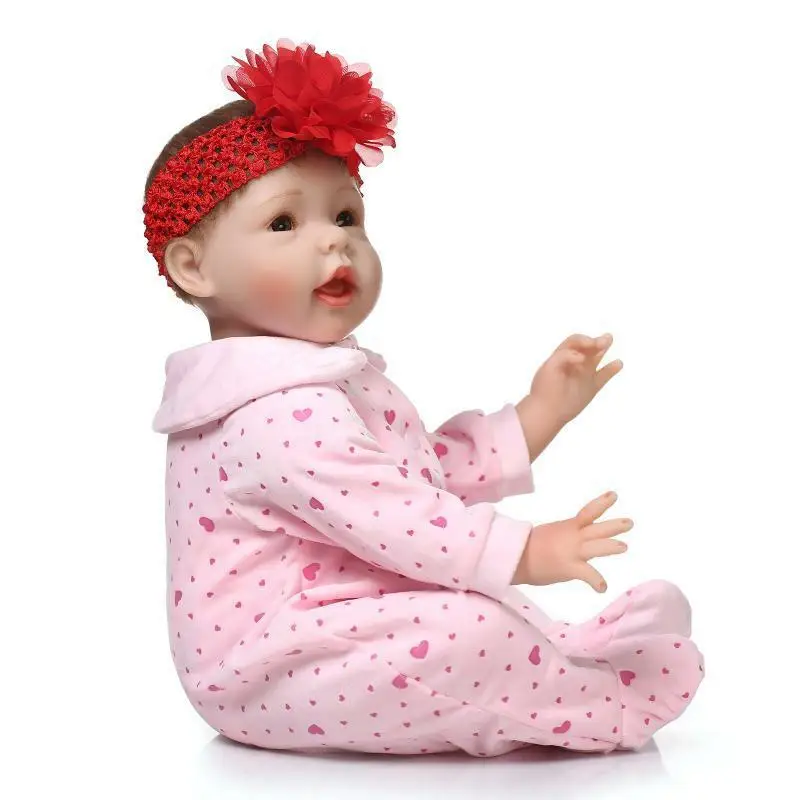 22'' Silicone Newborn Doll Cloth Body Handmade Lifelike Rebirth Dolls Toys To  Accompany Your Child