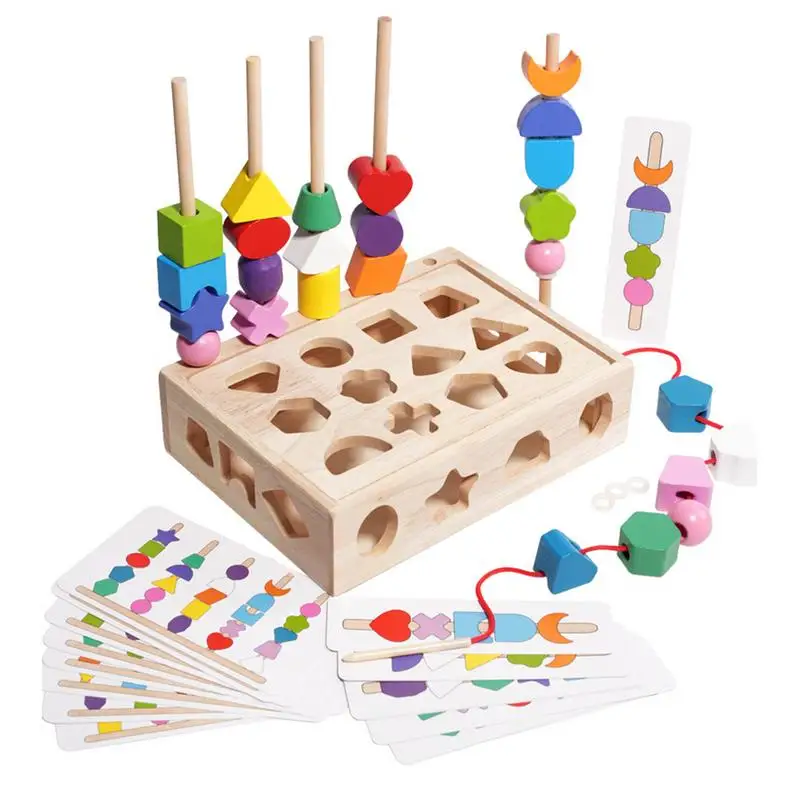 

Wooden Beads Sequencing Toy Kid's Wooden Beads Shape Sequencing Toy Realistic Design Sorting Stacking Toys For Easter Children's