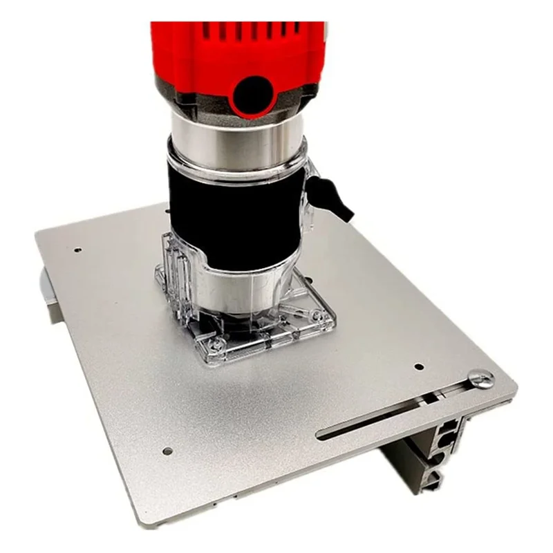 アップグレードアルミニウムルーターテーブルインサートプレート、マイターゲージ、テノンゲージ、ワークベンチ用フェンス付き、ウッドルータートリマー-BAAQ