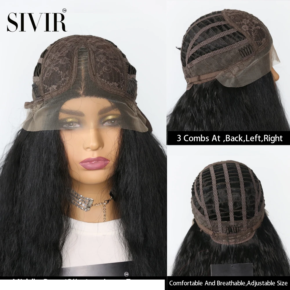 Sivir Black Color Synthetic Lace Wigs For Black Women Long Curly Hair 26 Inch Heat Resistant Fiber Wig  wigs for women  black