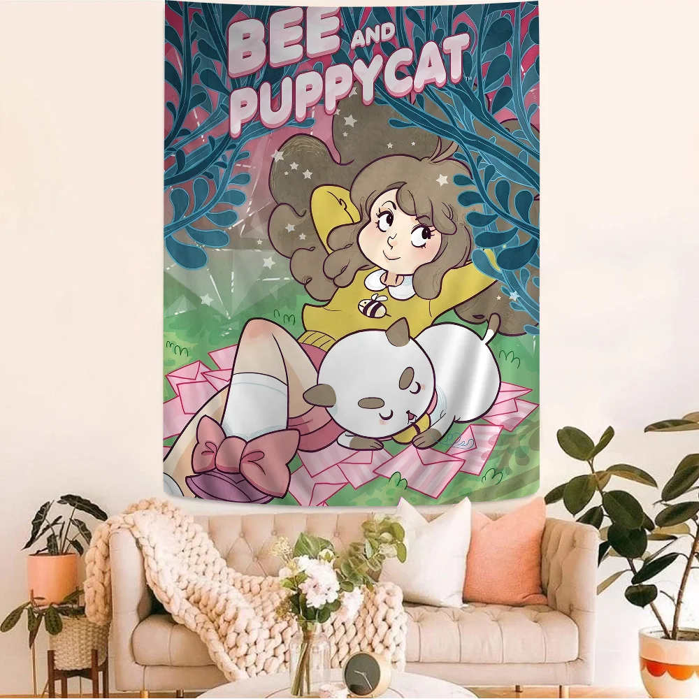 B-Bee P-Puppycat Colorful Tapestry Wall Hanging Bohemian Wall Tapestries Mandala Wall Art Decor