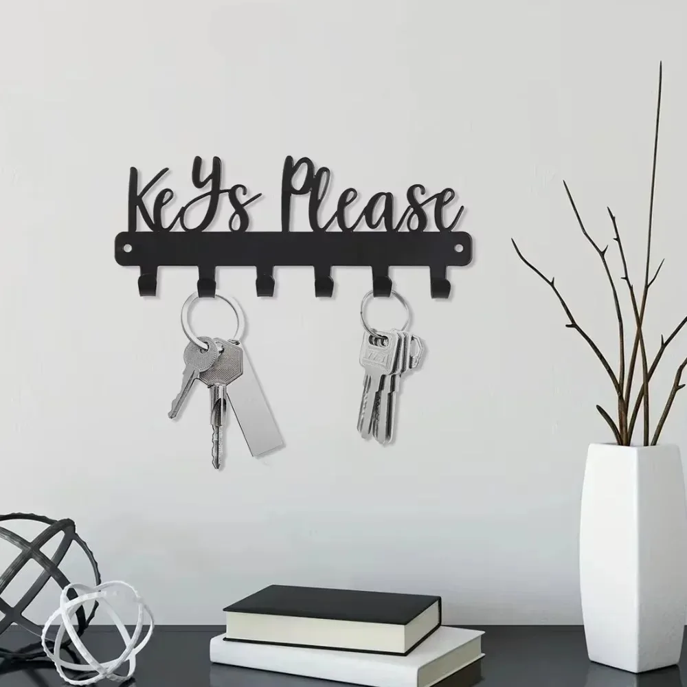 The Homey Metal Key Holder Wall Mounted - Black Organizer for Hallway Door Decor