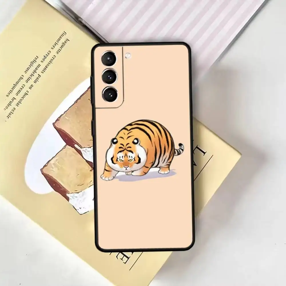 Cartoon Fat Tiger Phone Case For Samsung GalaxyA13,21s,22,31,32,52,53,71,72,73,Soft Black Cover