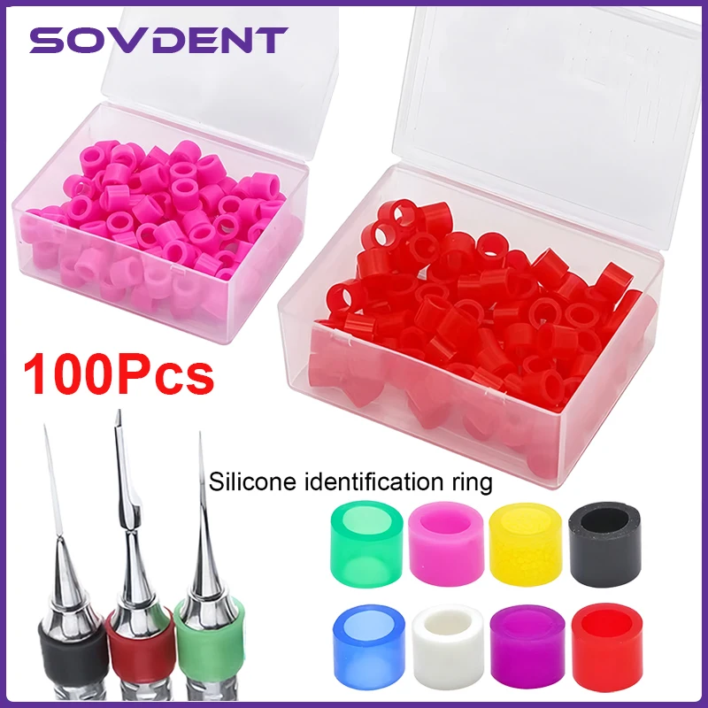 100Pcs/Box Dental Silicone Identification Color Code Rings Instrument Coloring Code Circle Disinfection Oral Care Autoclavable
