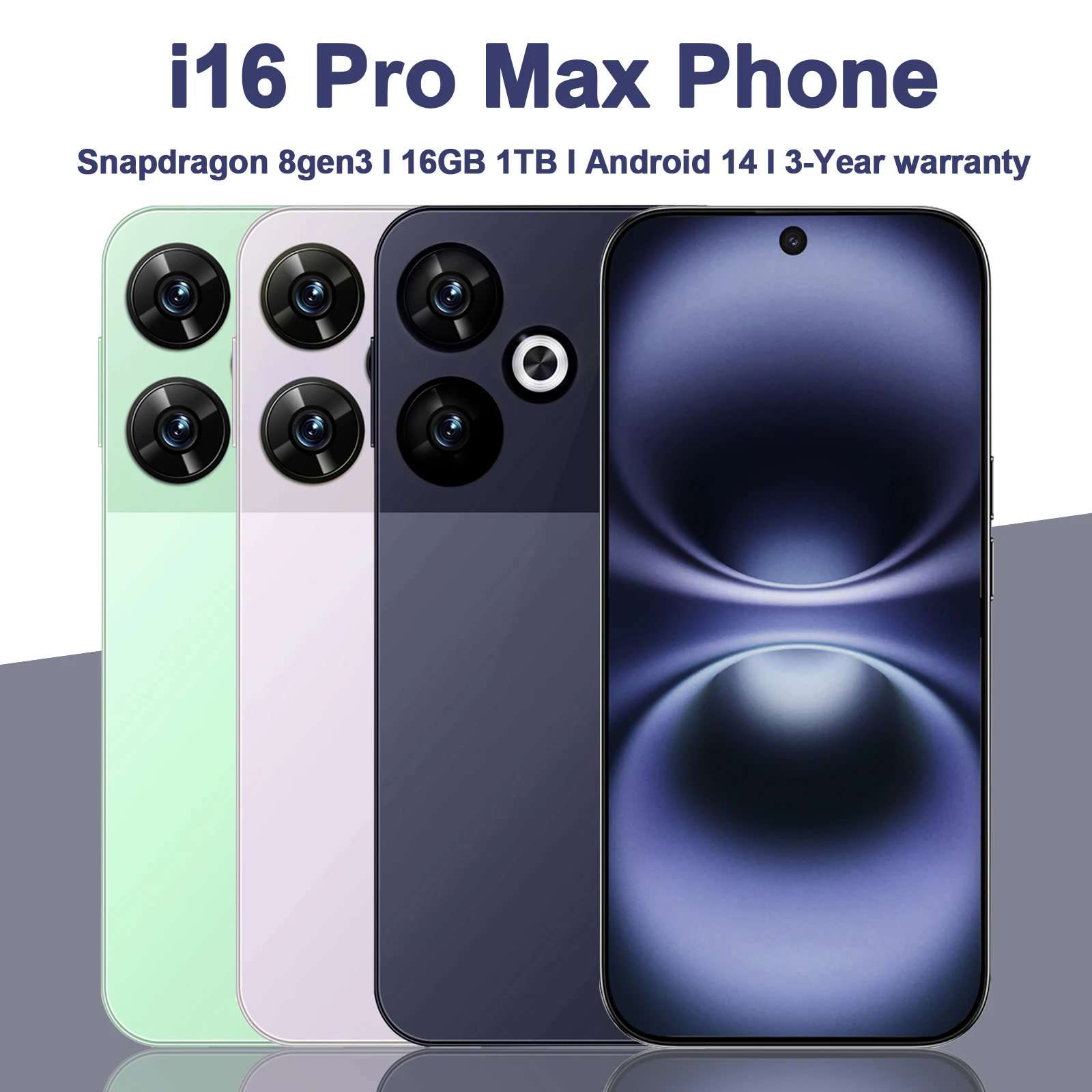 

Original i16 Pro Max Smartphone 5G 7.3inch Snapdragon 8gen3 22G+2TB Cell Phone Dual SIM MobilePhones 8000mAh Android 14 NFC