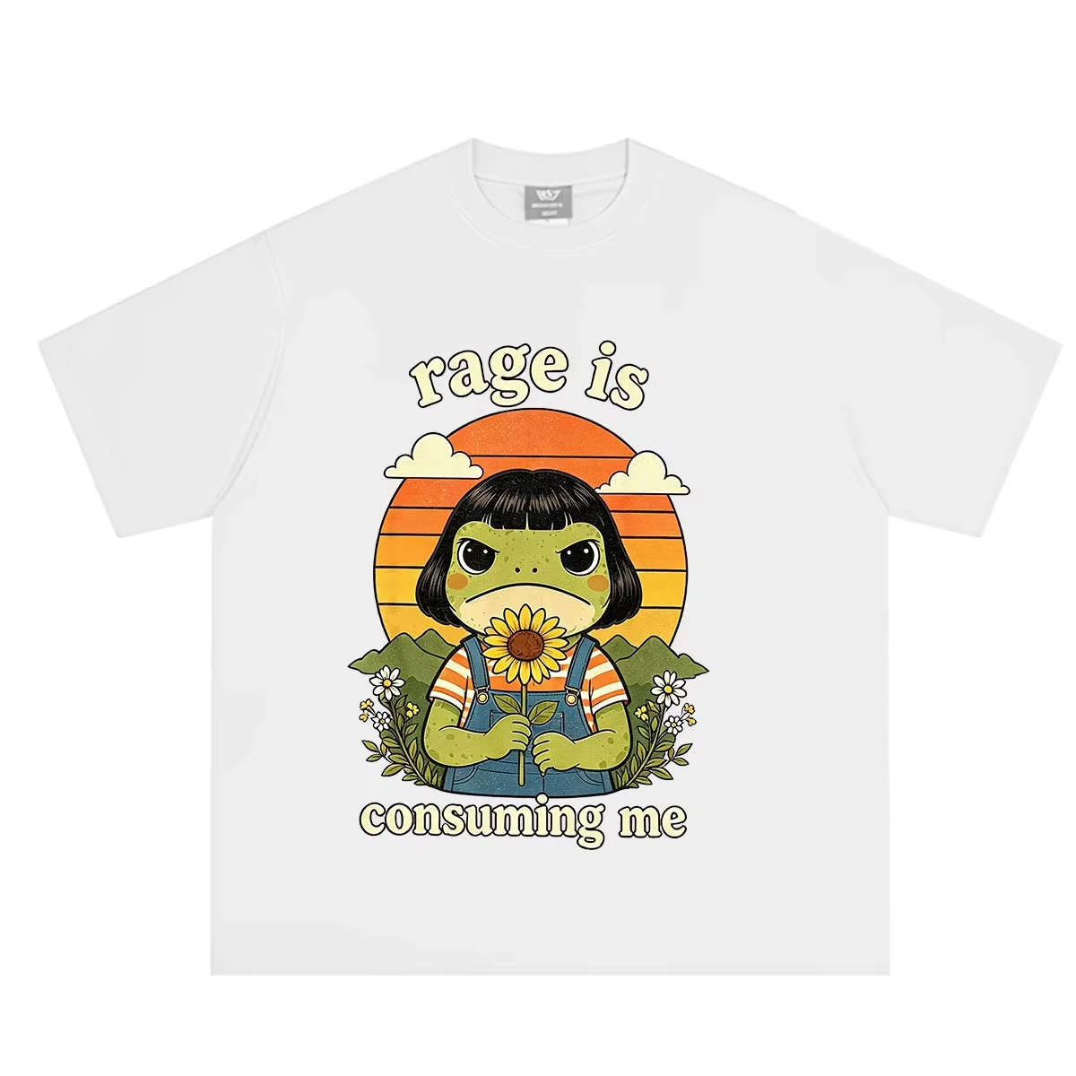 Funny Rage Consumes Me Frog Pond Vintage Style 90s Graphic Men Women Harajuku Tees Summer Fashion Casual Cotton Hip-hop T-shirts