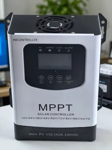 Intelligent MPPT Solar Charge Controller, Photovoltaic Charge-Discharge Regulator Compatible with Multiple Types of Batteries, PV Controller with LCD Touch Screen and RS485 Communication