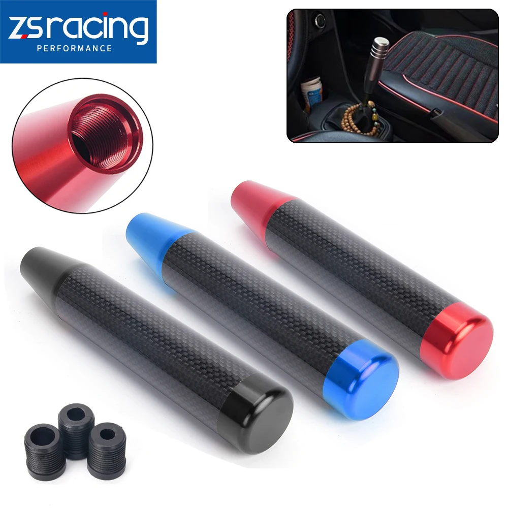 

Carbon Fiber Shift Knob Extended Shifting Lever Handle Fit Most Manual Automatic Transmission Vehicle with 3 Adapters SFN212