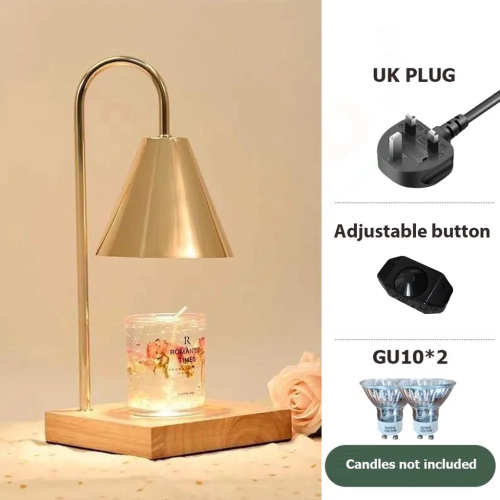 アロマディフューザーキャンドルウォーマーランプデスクランプアロマセラピーキャンドルメルトウォーマーeuプラグ木製ベースキャンドル加熱ランプ