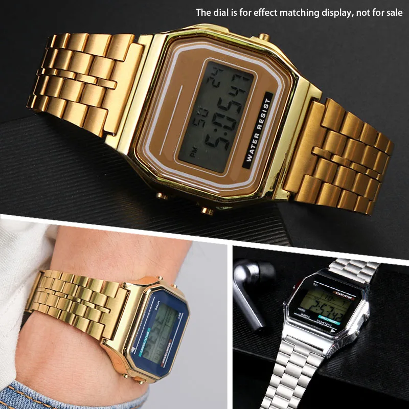 Vintage Small Square Metal Watch Band for CASIO A159w-n1 A158WA A168 Strap Stainless Steel Bracelet 18mm Wristband Accessories