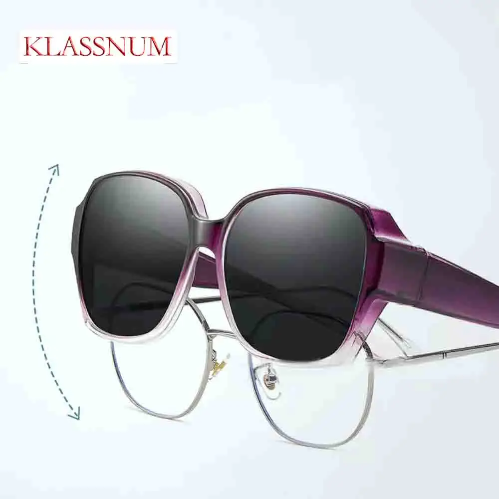 KLASSNUM Trend Driving Polarized Sunglasses For Men Women Fit Over Glasses Wrap Around Sunglasses Square Shades UV400 Goggles