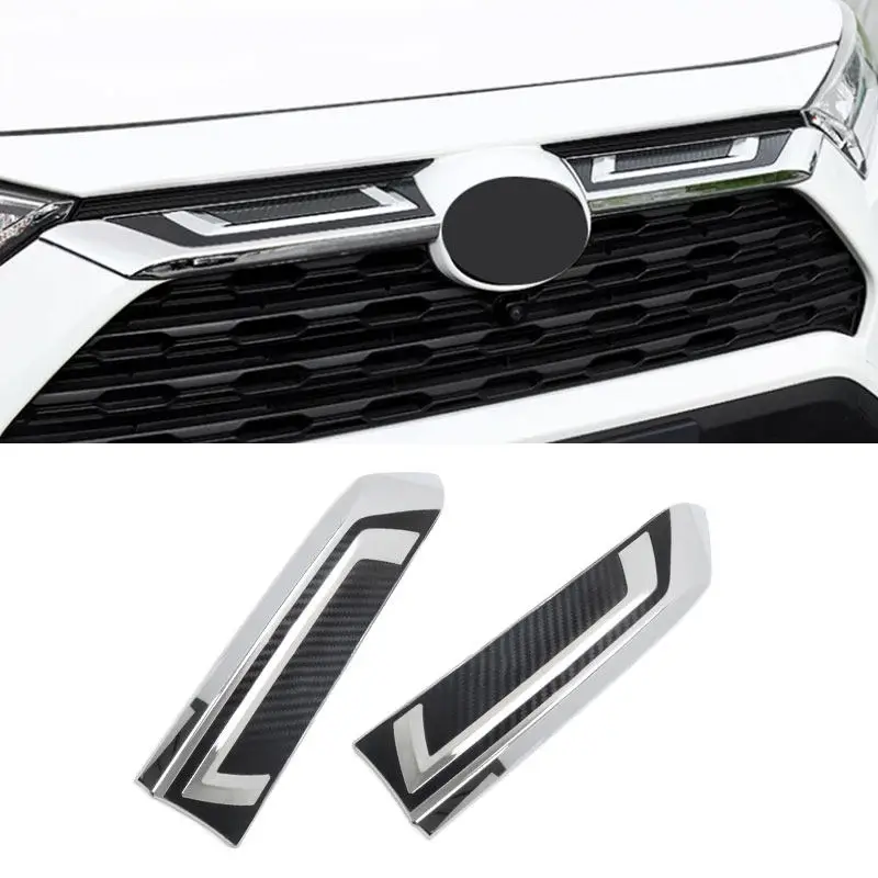 

2pcs Car Accessories ABS Front Upper Grille Cover Trim For Toyota RAV4 LE XLE 2019 2020 2021 2022 2023 2024