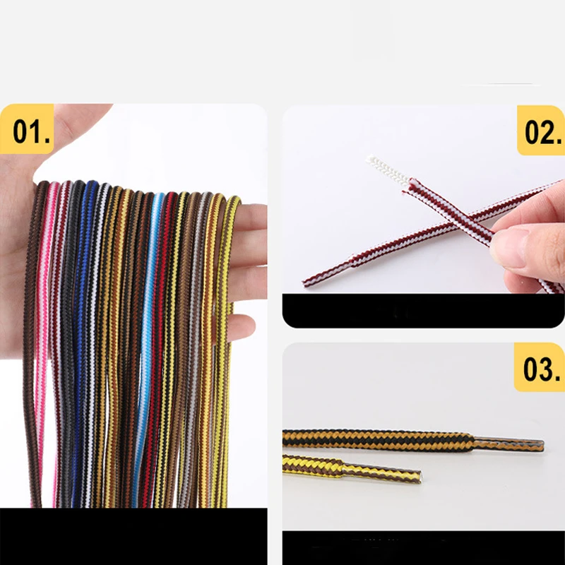 New Round Striped Shoelace Outdoor Sports Shoelaces Sneaker Boots Laces Length 70cm/90cm/120cm/150cm 1Pair